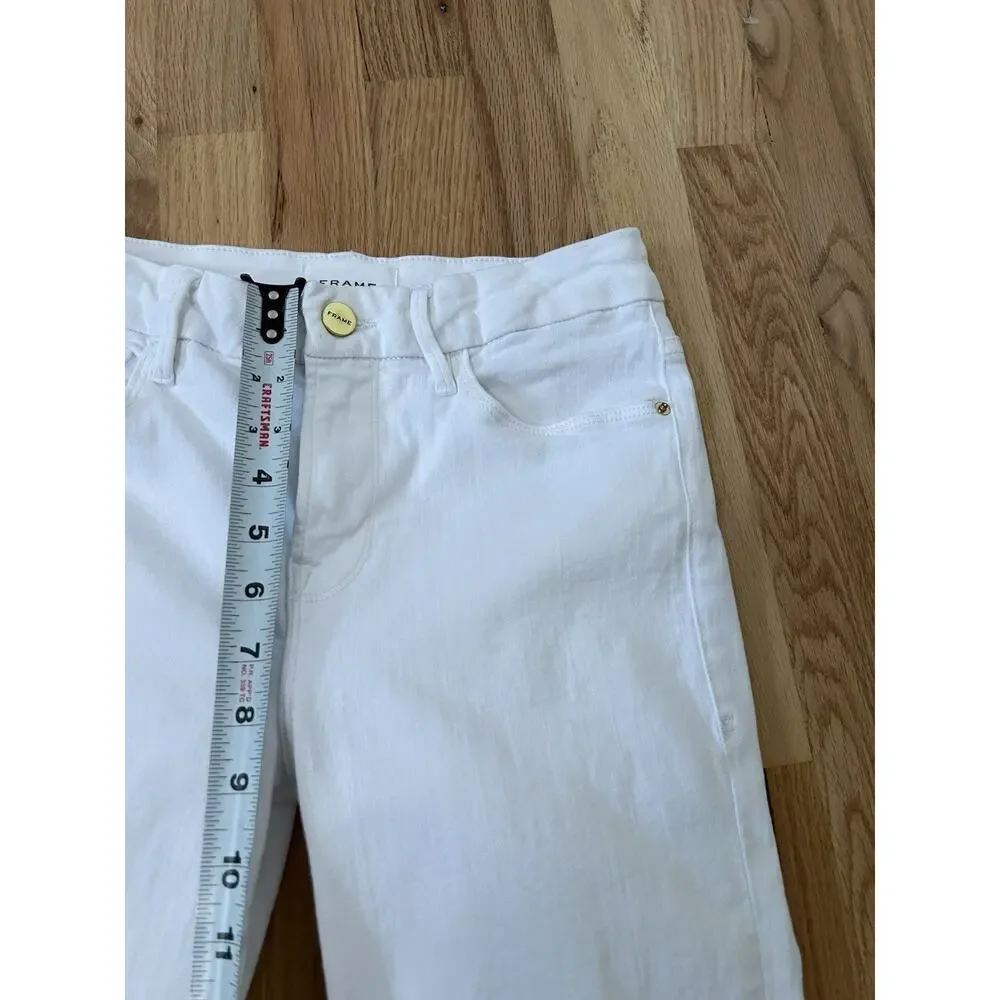 Frame Le Crop Mini Boot Cut White Denim JEANS Size 26 x 32 Stretch‎ Womens - Picture 8 of 11